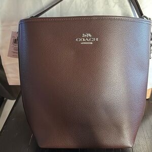 Coach Brown Leather Crossbody Bucket Bag